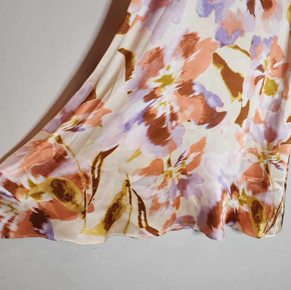 Joie 100% Silk Floral Midi Skirt Size 4 - Picture 10 of 12